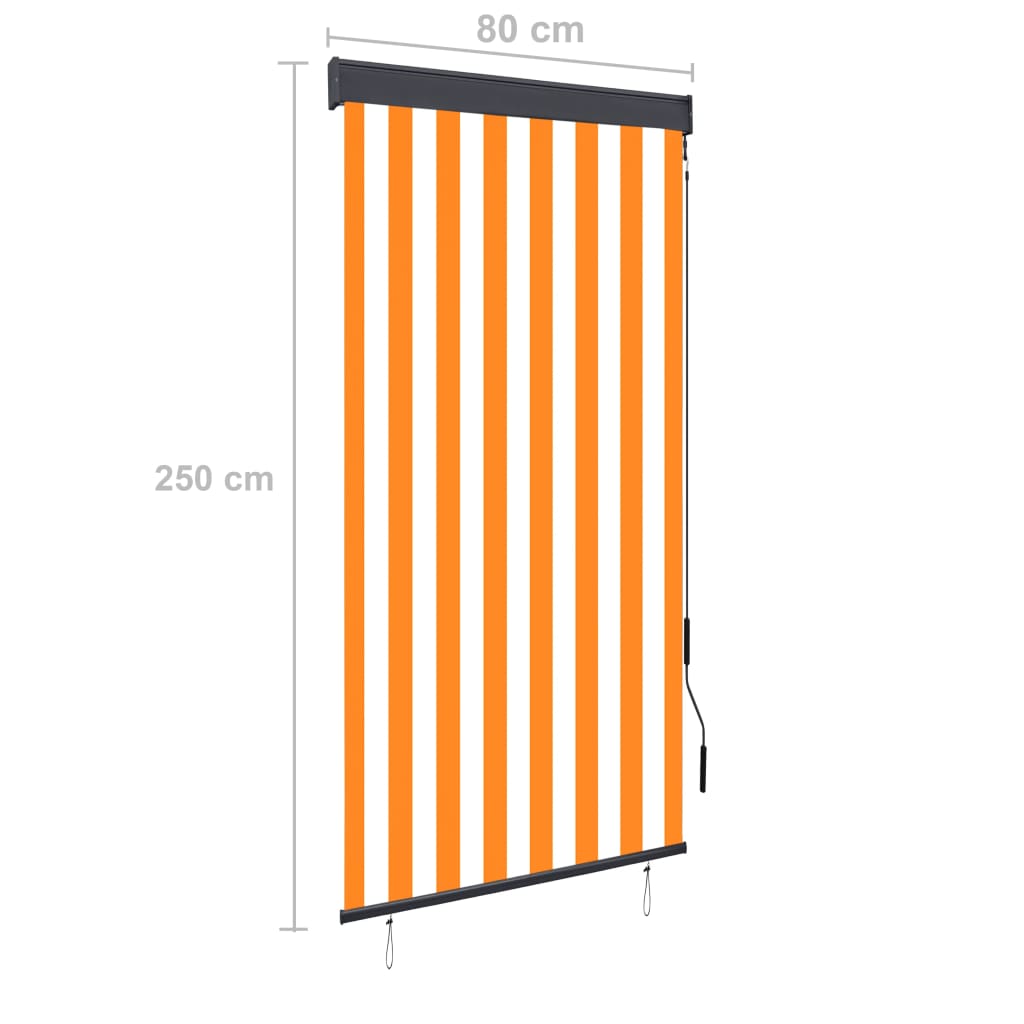 Ulkorullaverho 80x250 cm valkoinen ja oranssi - Sisustajankoti.fi