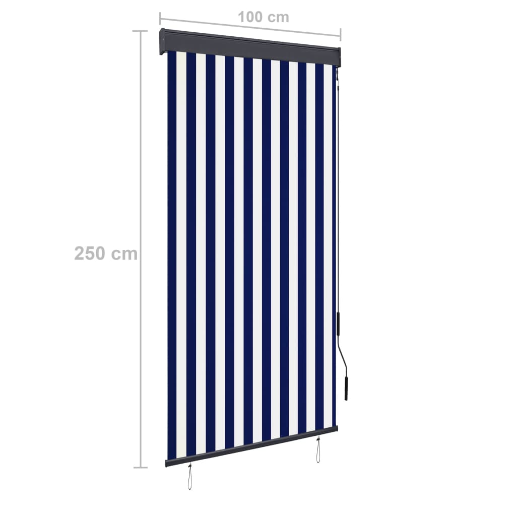 Ulkorullaverho 100x250 cm sininen ja valkoinen - Sisustajankoti.fi