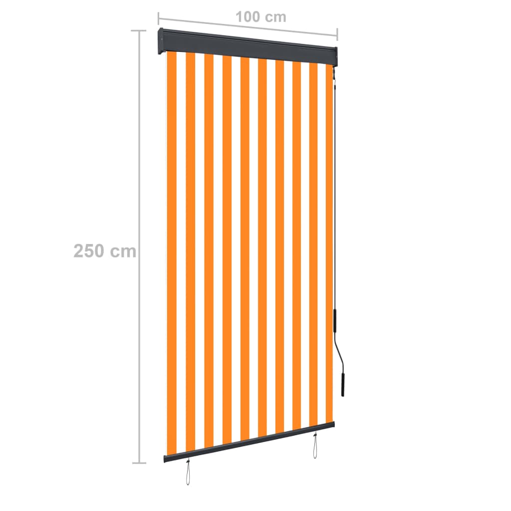 Ulkorullaverho 100x250 cm valkoinen ja oranssi - Sisustajankoti.fi