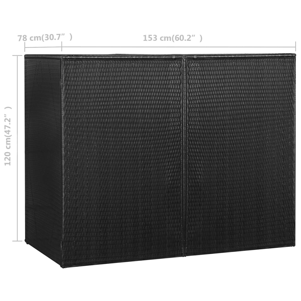 Kahden roska-astian vaja musta 153x78x120 cm polyrottinki - Sisustajankoti.fi