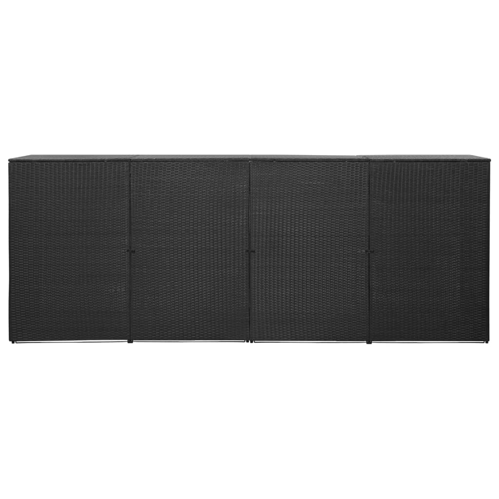 Neljän roska-astian vaja musta 305x78x120 cm polyrottinki - Sisustajankoti.fi