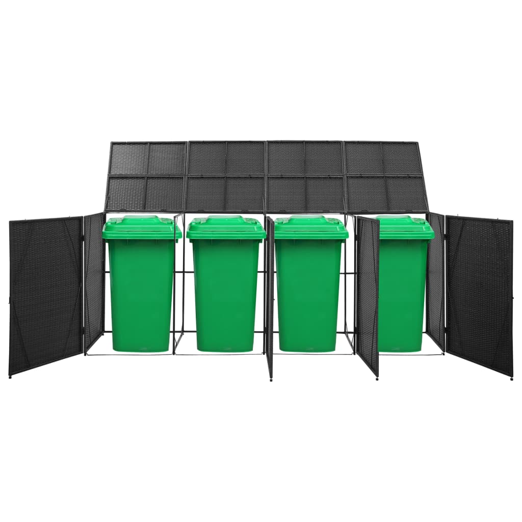 Neljän roska-astian vaja musta 305x78x120 cm polyrottinki - Sisustajankoti.fi