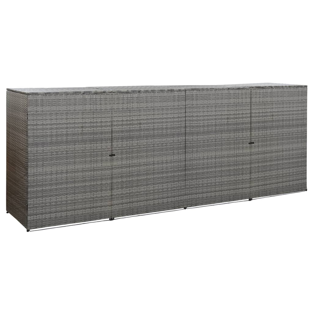 Neljän roska-astian vaja antrasiitti 305x78x120 cm polyrottinki - Sisustajankoti.fi