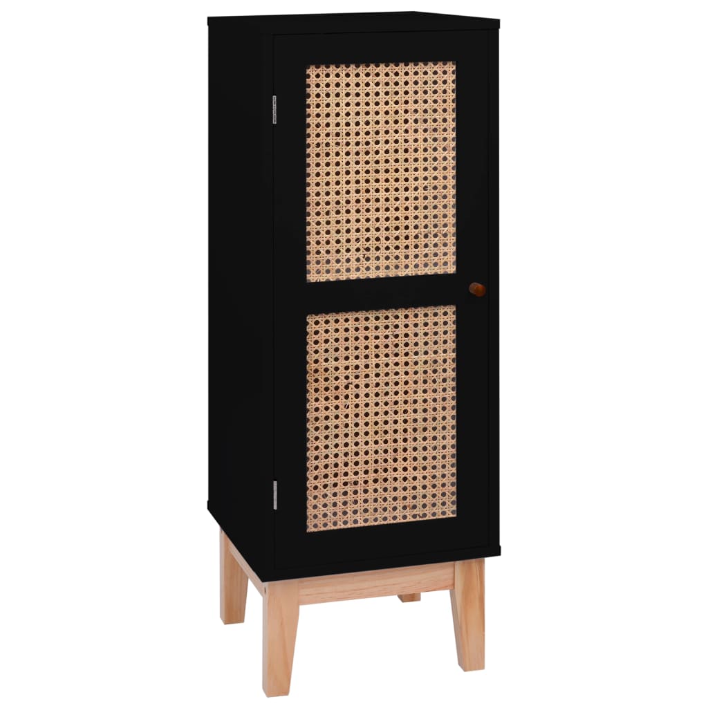 Senkki musta 35x35x100 cm MDF ja rottinki - Sisustajankoti.fi