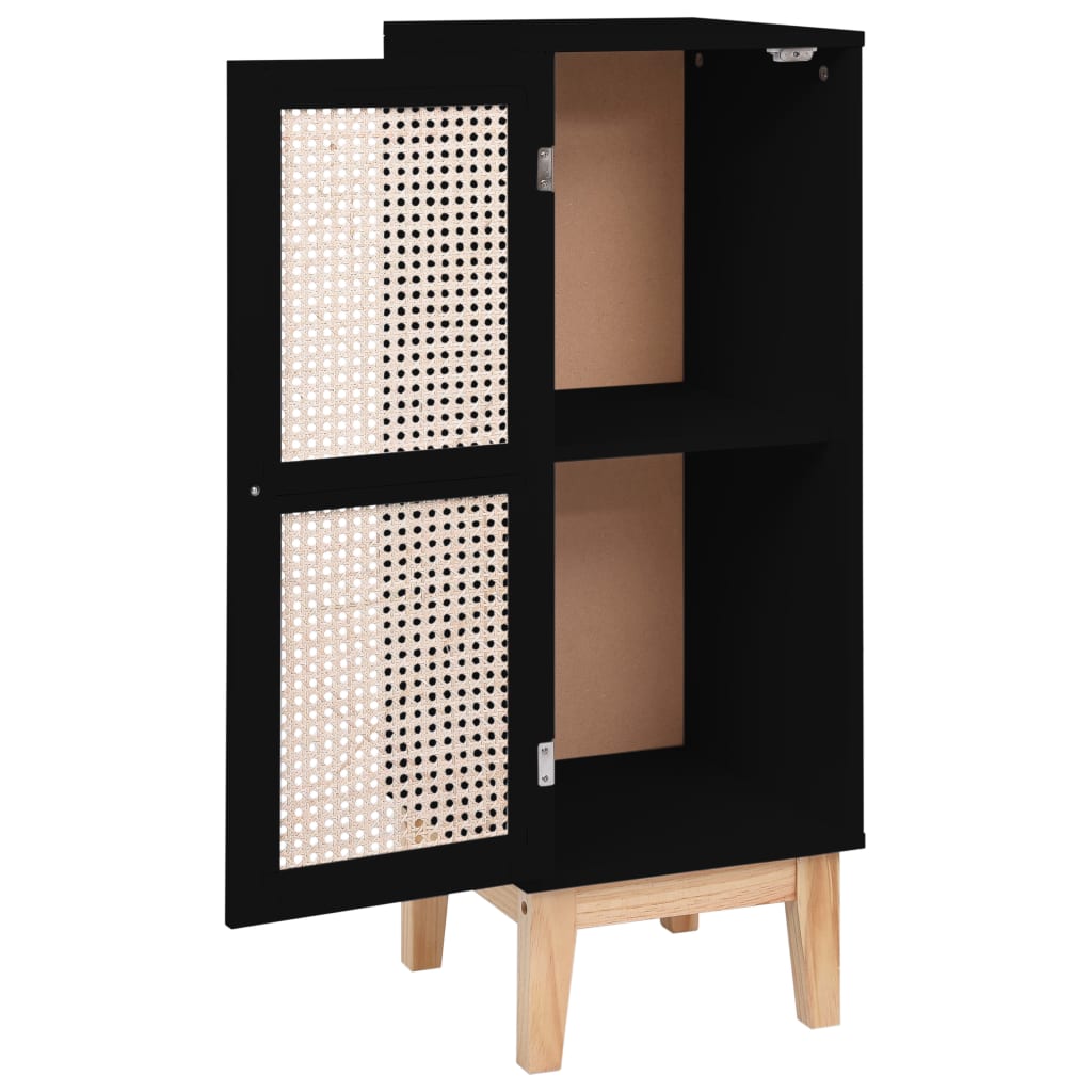 Senkki musta 35x35x100 cm MDF ja rottinki - Sisustajankoti.fi