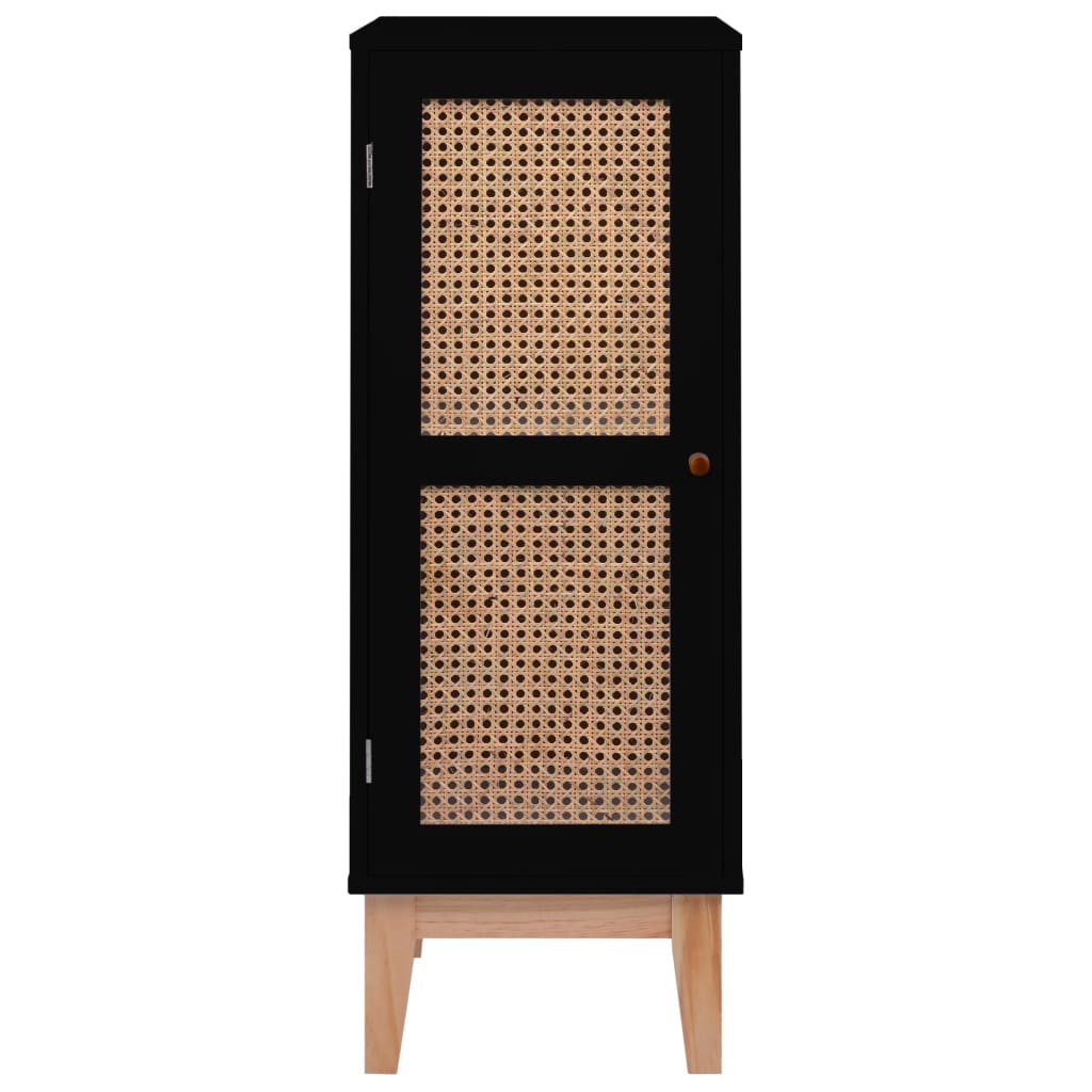 Senkki musta 35x35x100 cm MDF ja rottinki - Sisustajankoti.fi