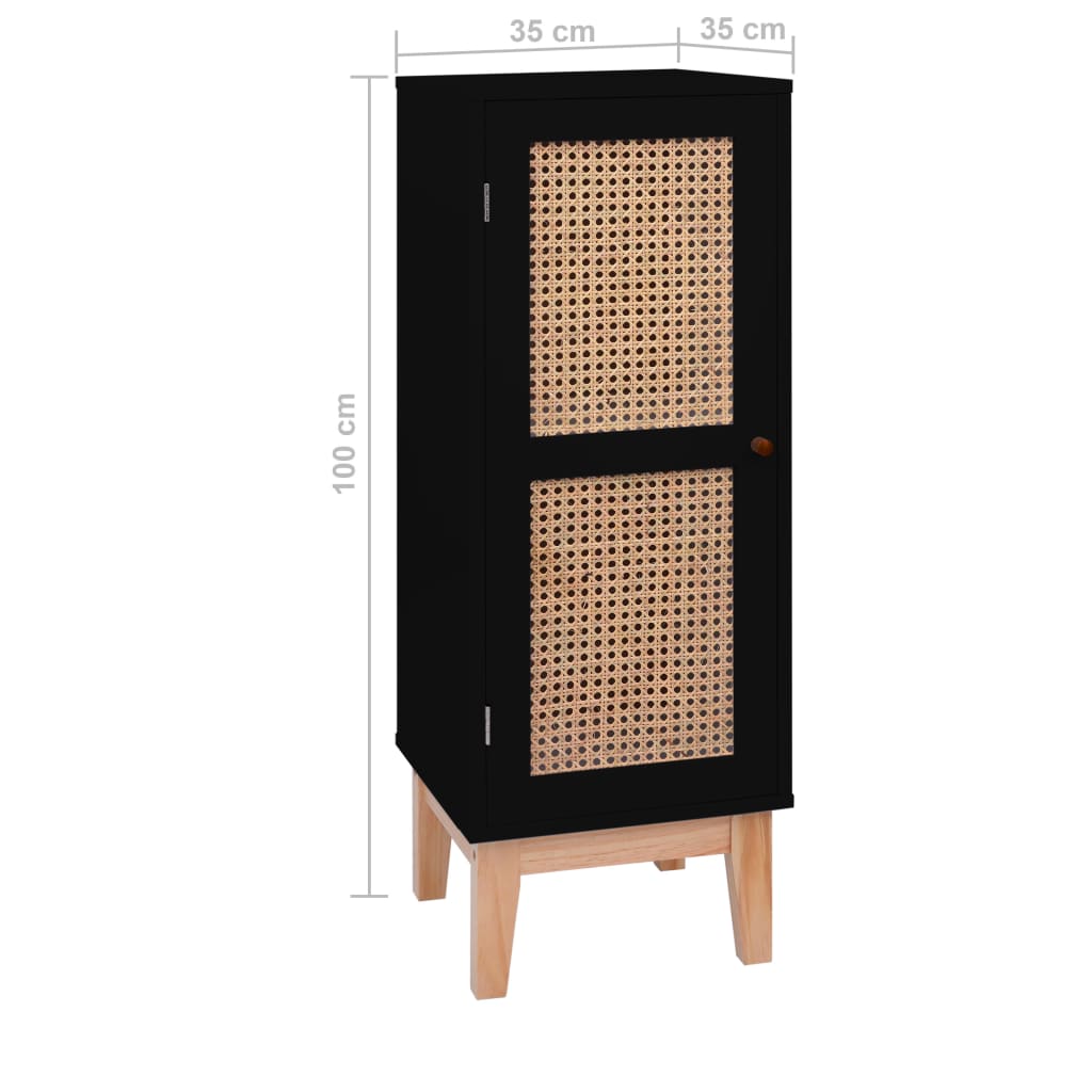 Senkki musta 35x35x100 cm MDF ja rottinki - Sisustajankoti.fi