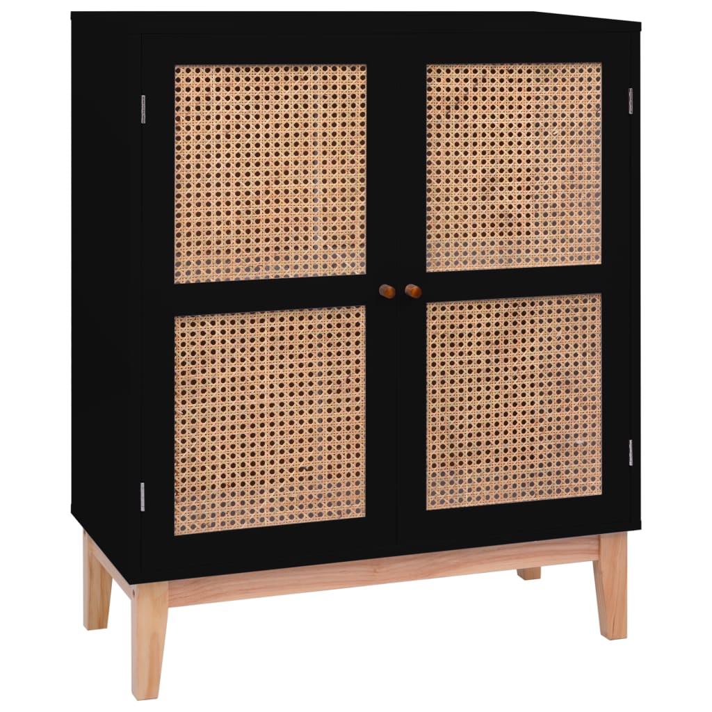 Senkki musta 80x35x100 cm MDF ja rottinki - Sisustajankoti.fi