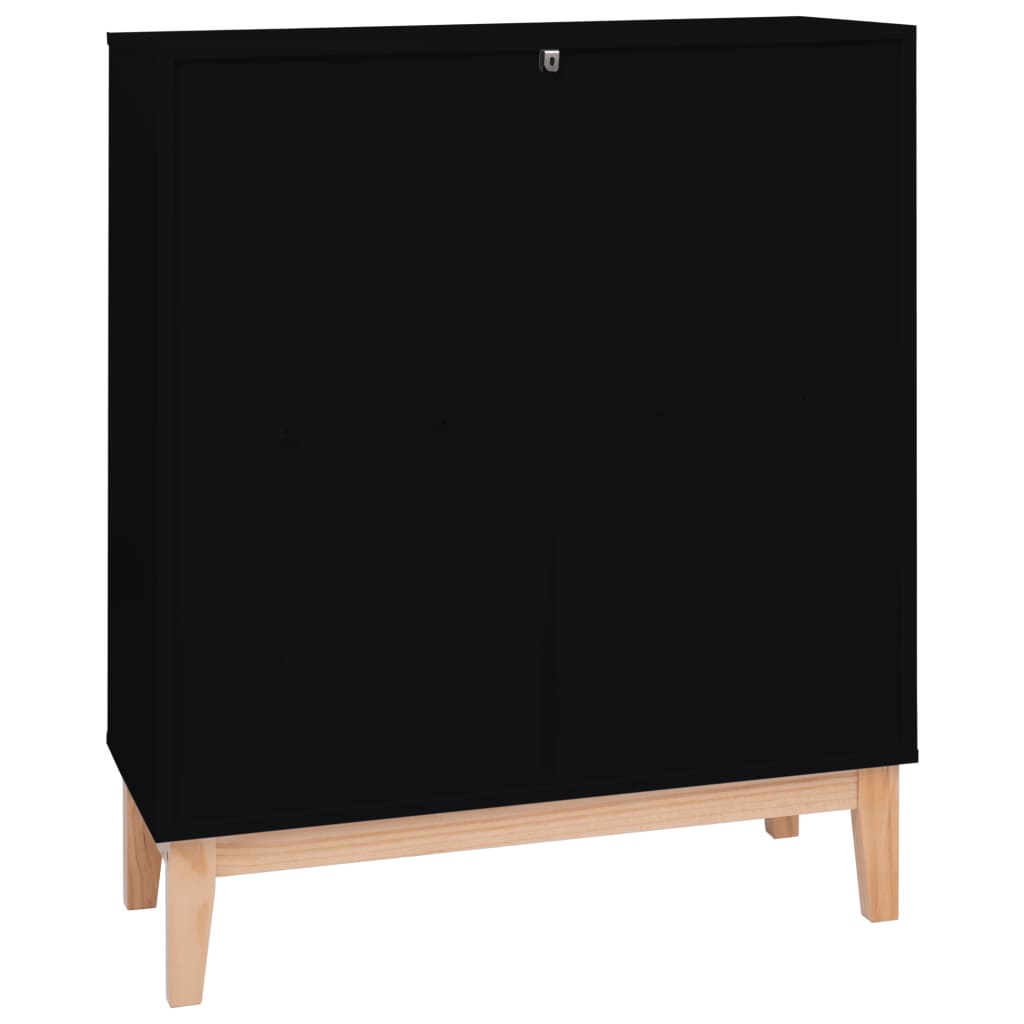 Senkki musta 80x35x100 cm MDF ja rottinki - Sisustajankoti.fi