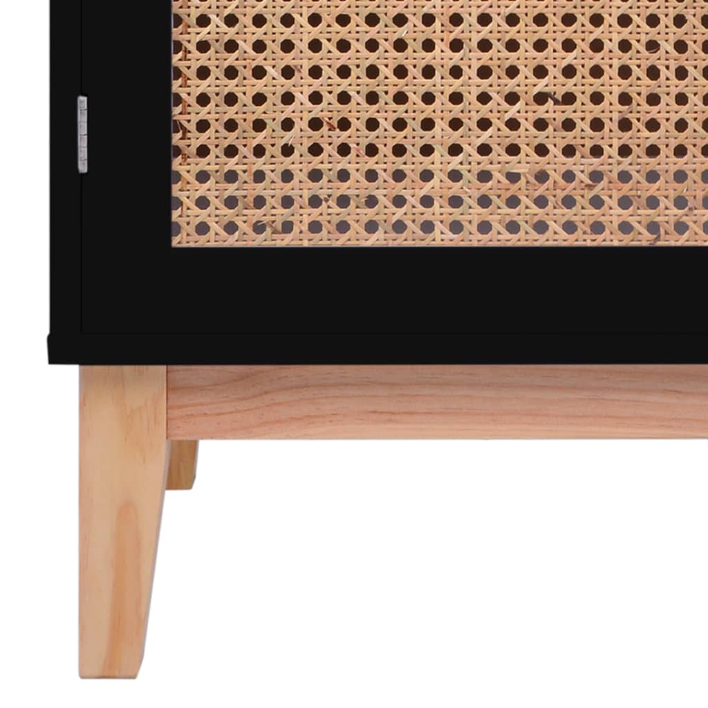 Senkki musta 80x35x100 cm MDF ja rottinki - Sisustajankoti.fi