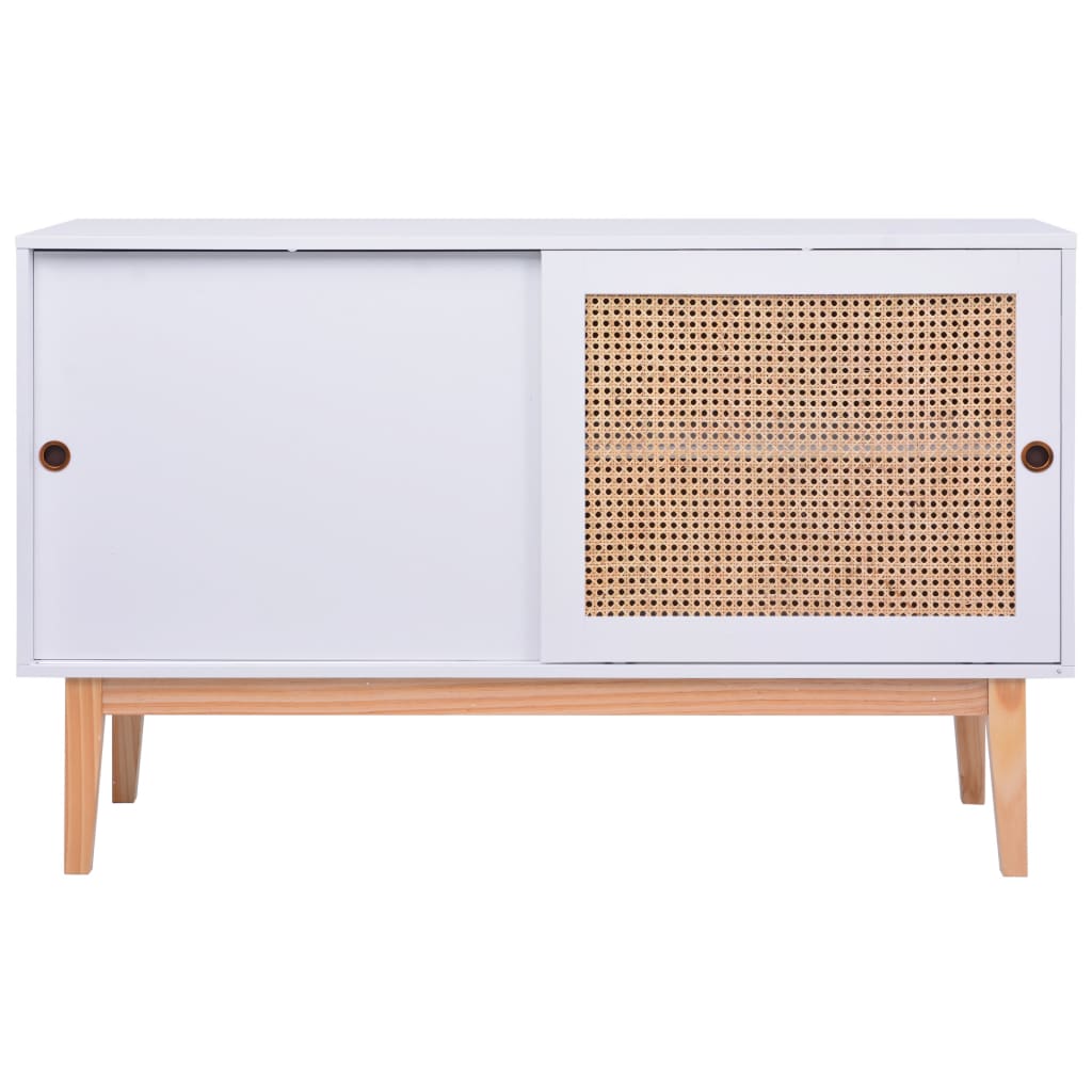 Senkki valkoinen 130x40x80 cm MDF ja rottinki - Sisustajankoti.fi