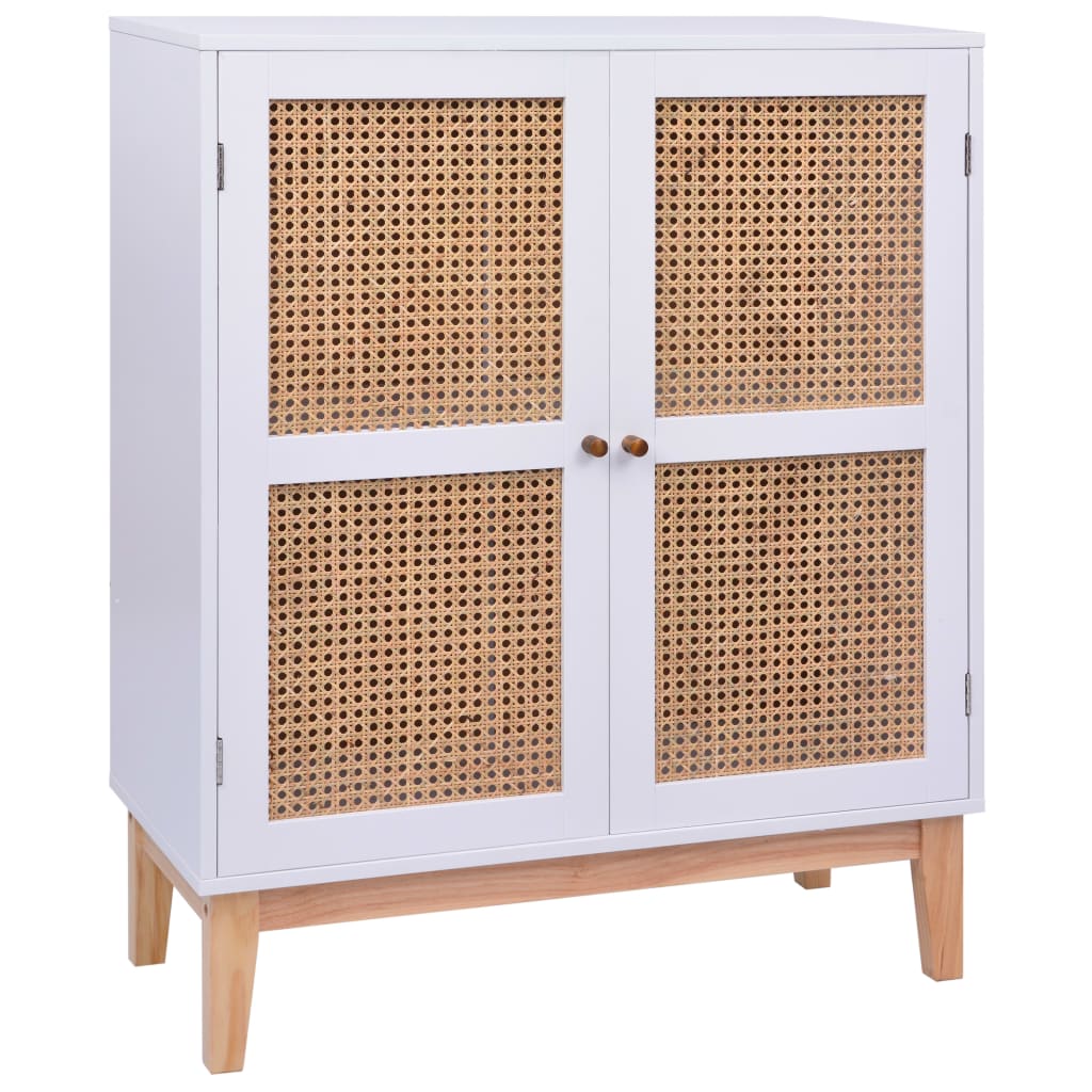 Senkki valkoinen 80x35x100 cm MDF ja rottinki - Sisustajankoti.fi