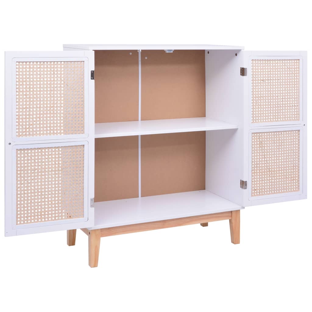 Senkki valkoinen 80x35x100 cm MDF ja rottinki - Sisustajankoti.fi