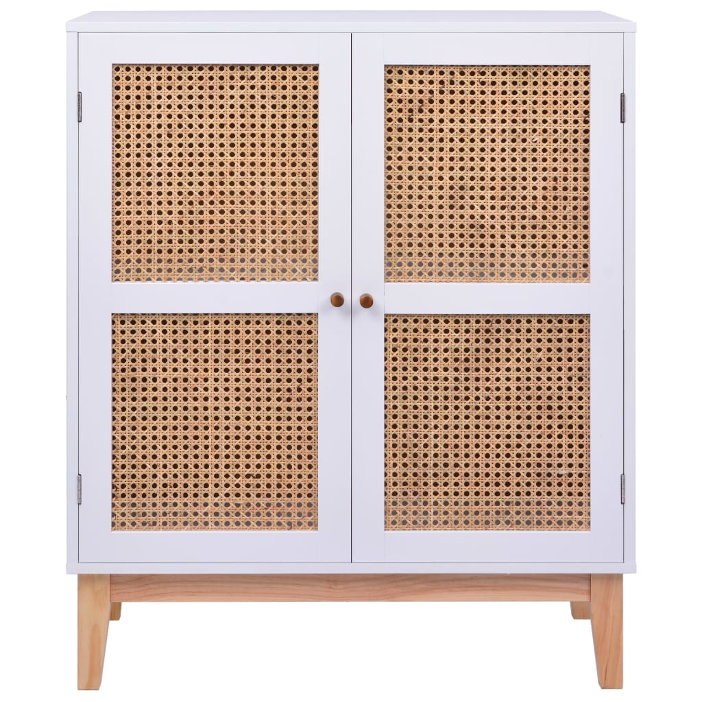 Senkki valkoinen 80x35x100 cm MDF ja rottinki - Sisustajankoti.fi
