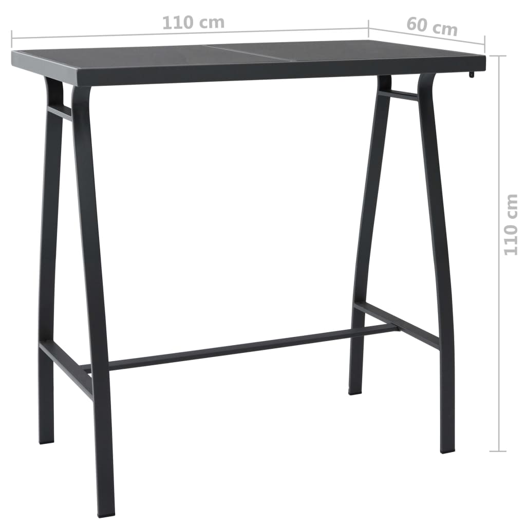 Puutarhan baaripöytä musta 110x60x110 cm karkaistu lasi - Sisustajankoti.fi