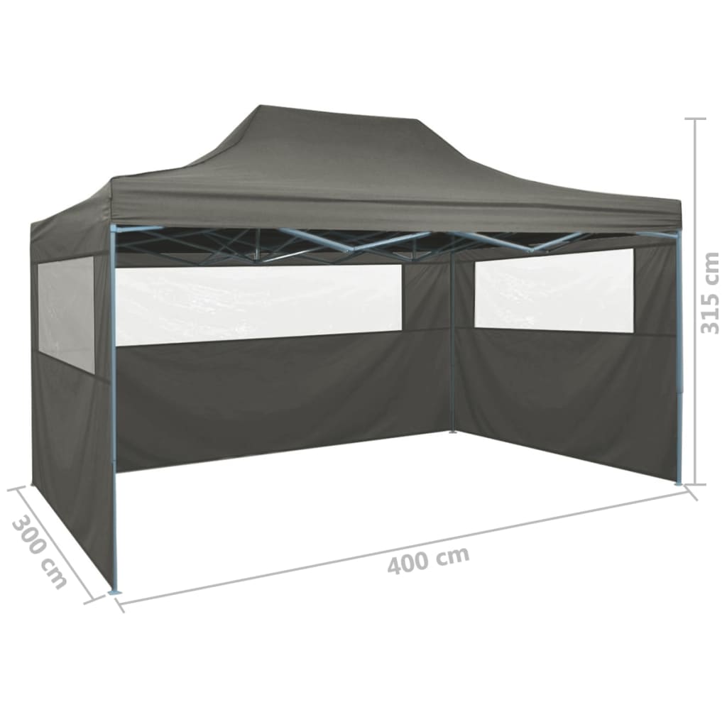 Kokoontaittuva juhlateltta 3 sivuseinää 3x4 m teräs antrasiitti - Sisustajankoti.fi