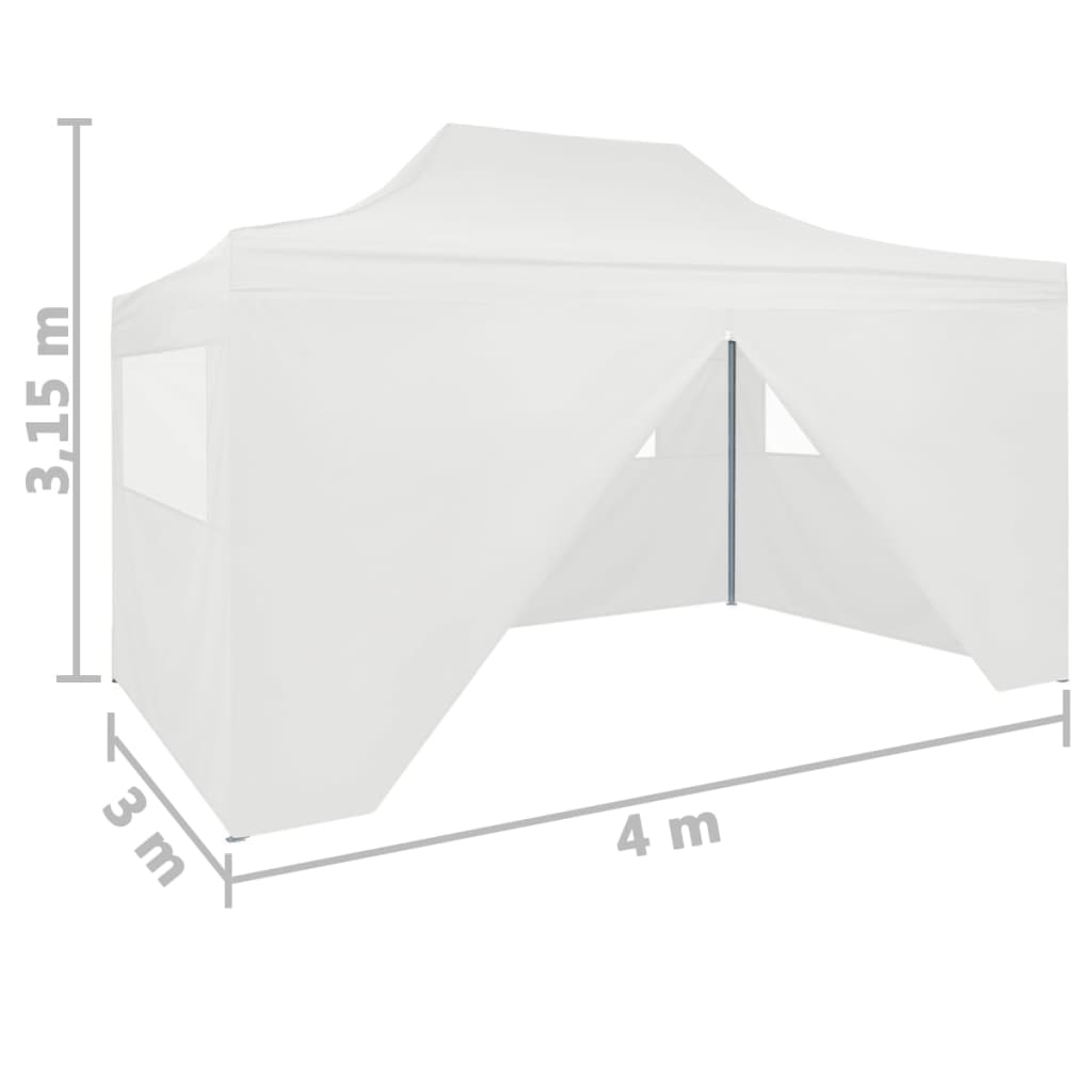 Kokoontaittuva juhlateltta 4 sivuseinää 3x4 m teräs valkoinen - Sisustajankoti.fi