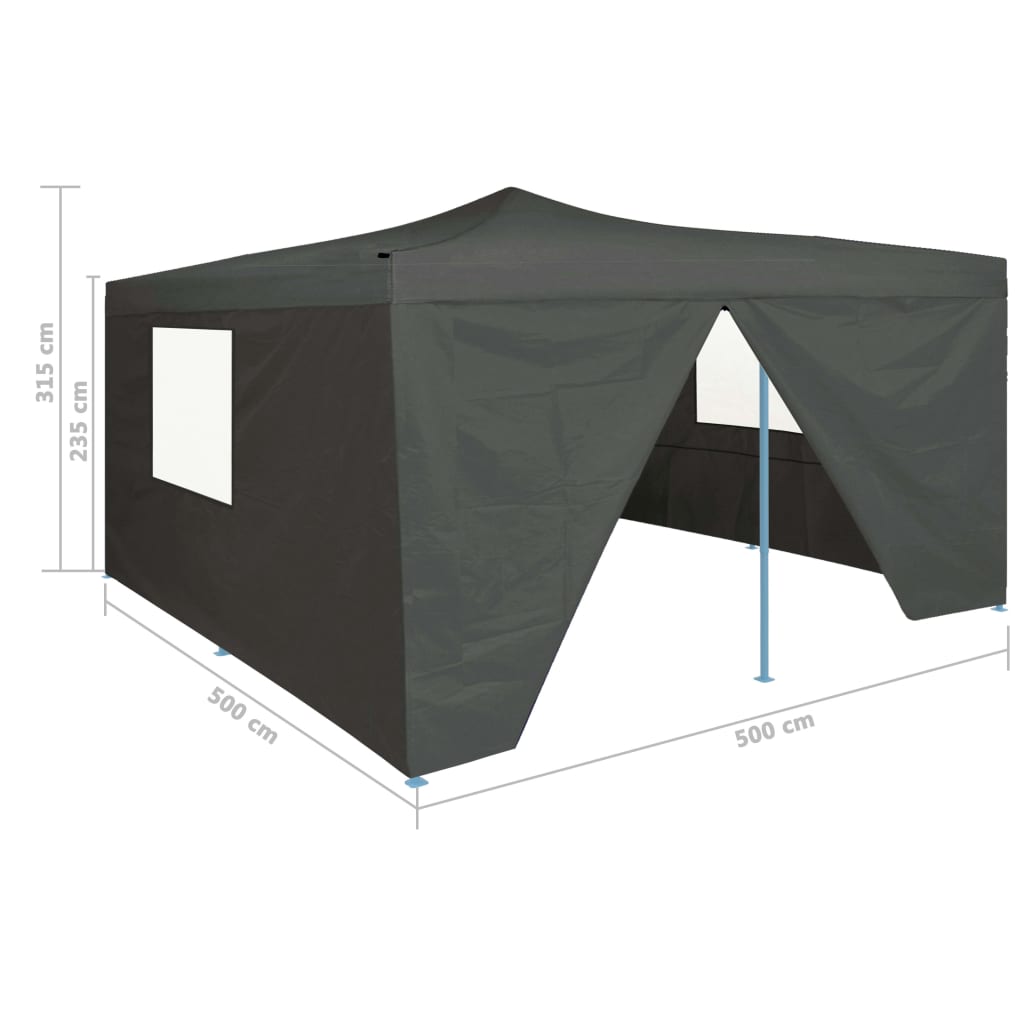 Kokoontaittuva huvimaja 4 sivuseinää 5x5 m antrasiitti - Sisustajankoti.fi