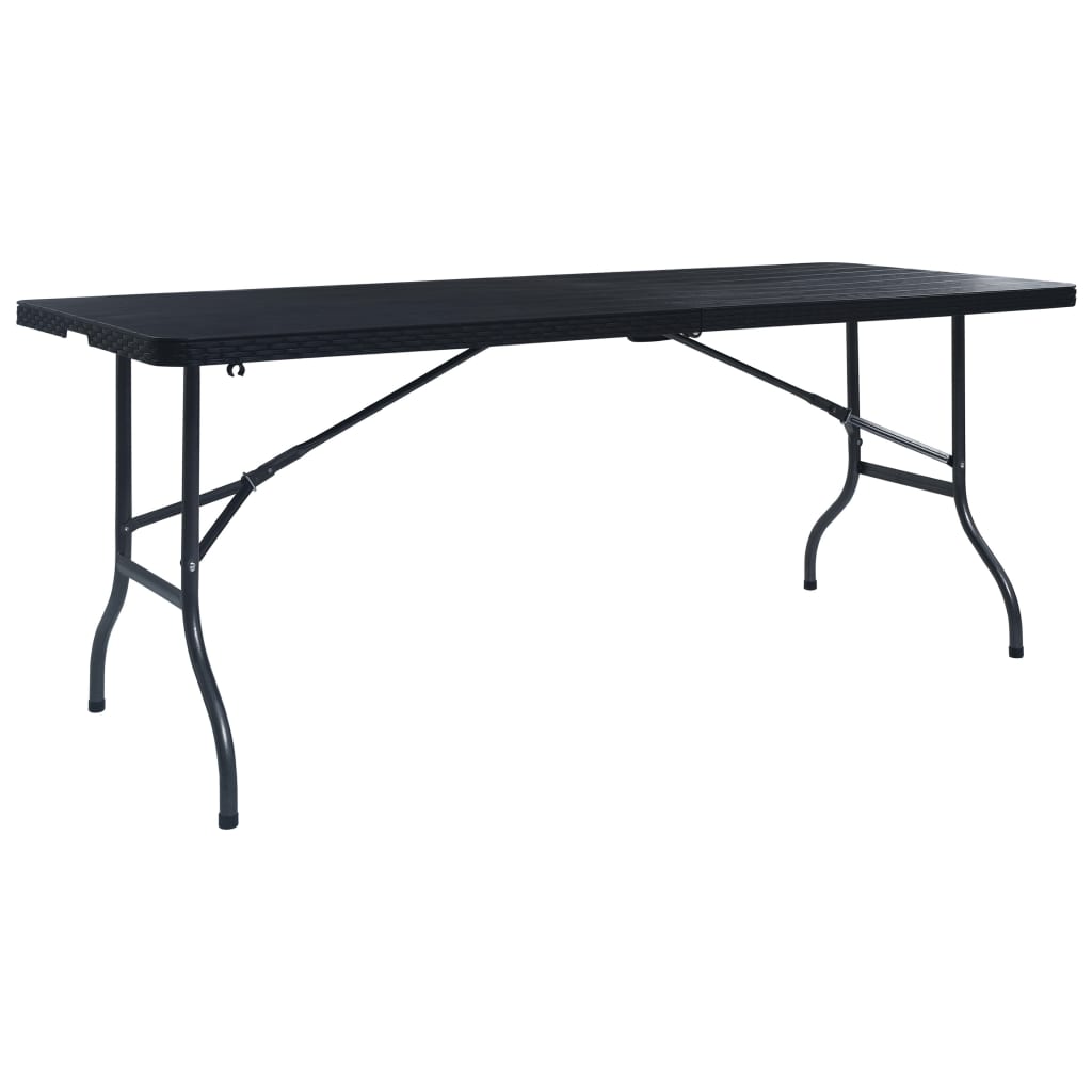Kokoontaittuva puutarhapöytä musta 180x75x72 cm HDPE - Sisustajankoti.fi