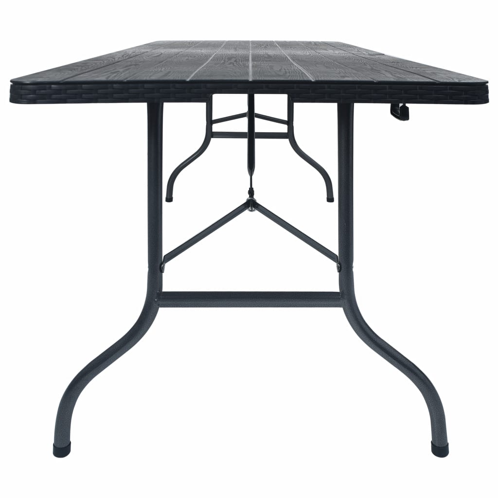 Kokoontaittuva puutarhapöytä musta 180x75x72 cm HDPE - Sisustajankoti.fi