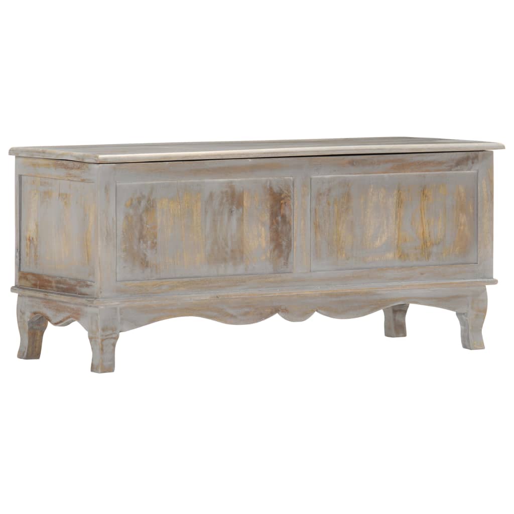 Säilytyslaatikko harmaa 100x38x45 cm täysi mangopuu - Sisustajankoti.fi