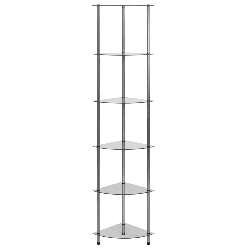 6-kerroksinen hylly läpinäkyvä 30x30x160 cm karkaistu lasi - Sisustajankoti.fi