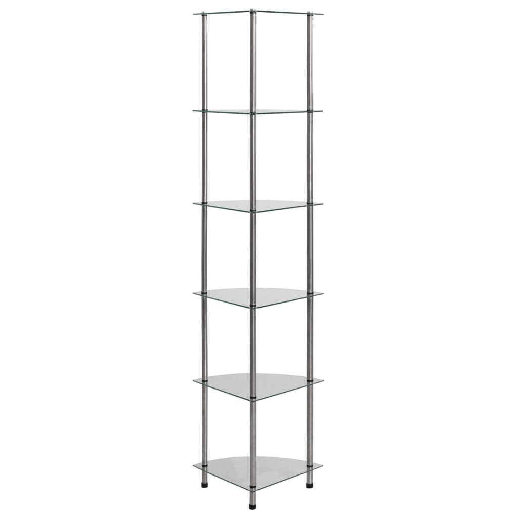 6-kerroksinen hylly läpinäkyvä 30x30x160 cm karkaistu lasi - Sisustajankoti.fi