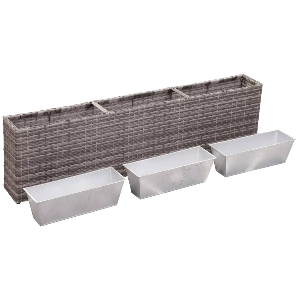 Korotettu kukkalaatikko 3xruukku 150x20x40cm polyrottinki harm. - Sisustajankoti.fi