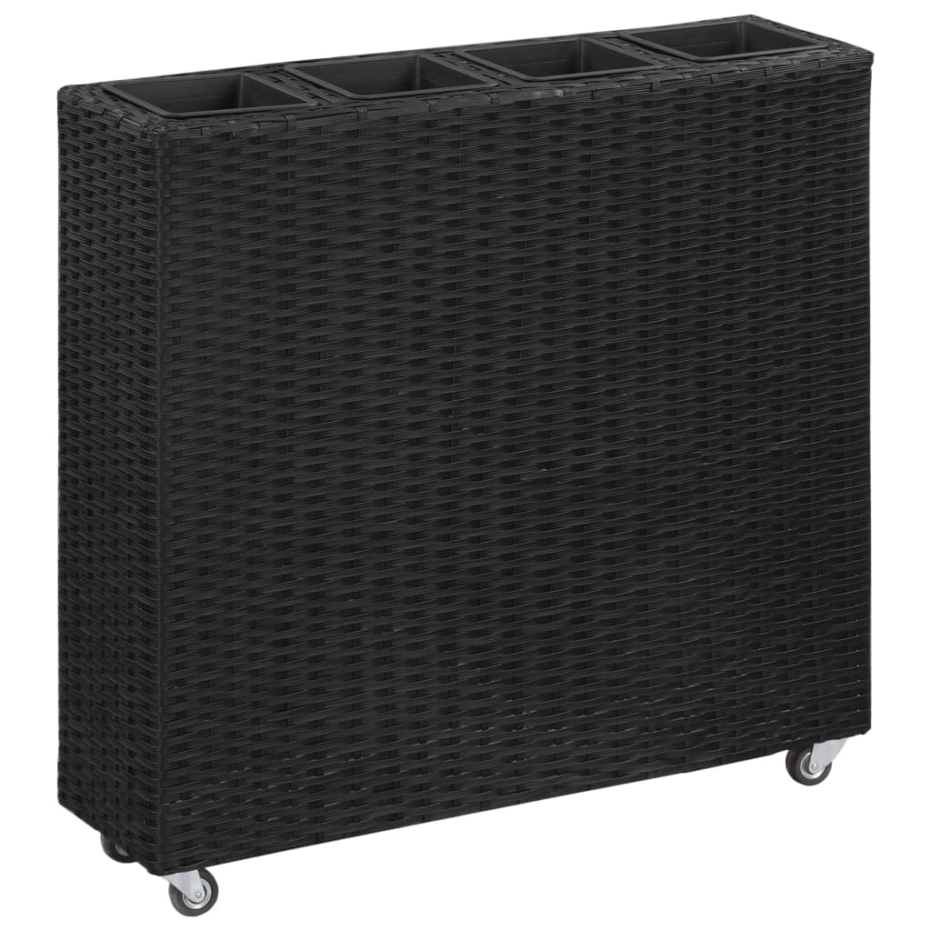 Korotettu kukkalaatikko 4xruukku 80x22x79 cm polyrottinki musta - Sisustajankoti.fi