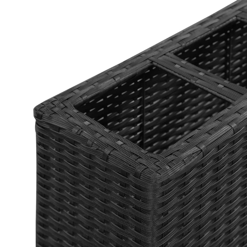 Korotettu kukkalaatikko 4xruukku 80x22x79 cm polyrottinki musta - Sisustajankoti.fi