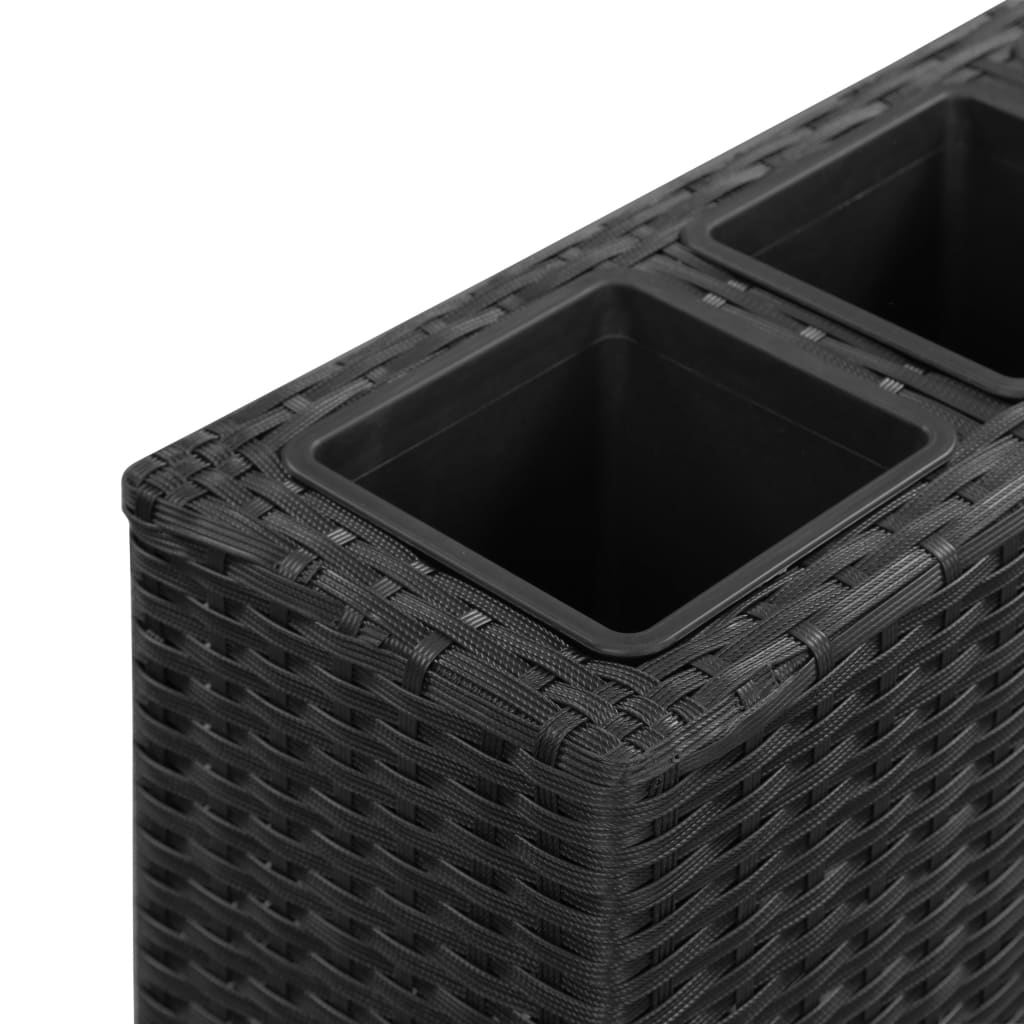 Korotettu kukkalaatikko 4xruukku 80x22x79 cm polyrottinki musta - Sisustajankoti.fi