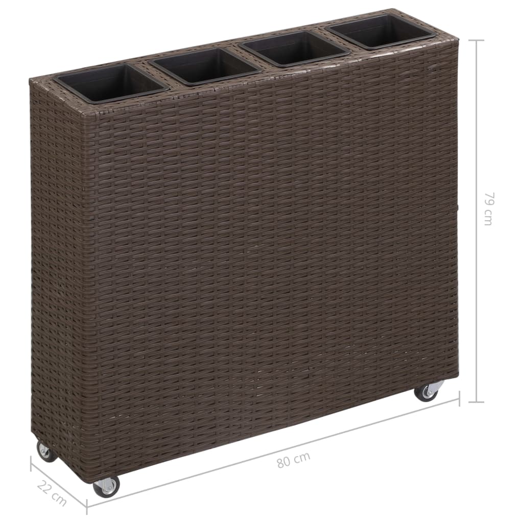 Korotettu kukkalaatikko 4xruukku 80x22x79 cm polyrottinki rusk. - Sisustajankoti.fi