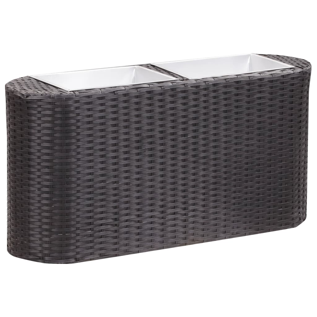 Korotettu kukkalaatikko 80x25x40 cm polyrottinki musta - Sisustajankoti.fi