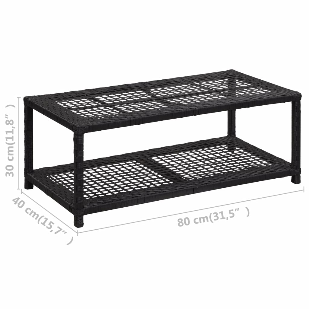 Kenkäpenkki musta 80x40x30 cm polyrottinki - Sisustajankoti.fi