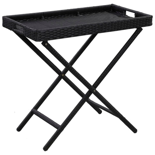 Kokoontaittuva pöytä musta 80x45x75 cm polyrottinki - Sisustajankoti.fi