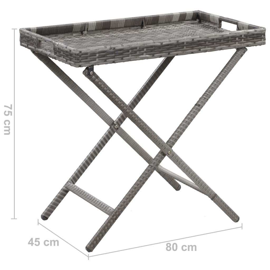 Kokoontaittuva pöytä harmaa 80x45x75 cm polyrottinki - Sisustajankoti.fi