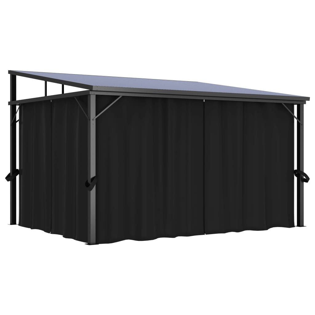 Huvimaja verhoilla 405x294x244 cm antrasiitti - Sisustajankoti.fi