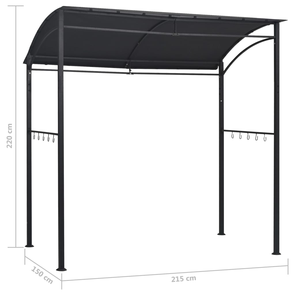 BBQ-huvimaja 215x150x220 cm antrasiitti teräs - Sisustajankoti.fi