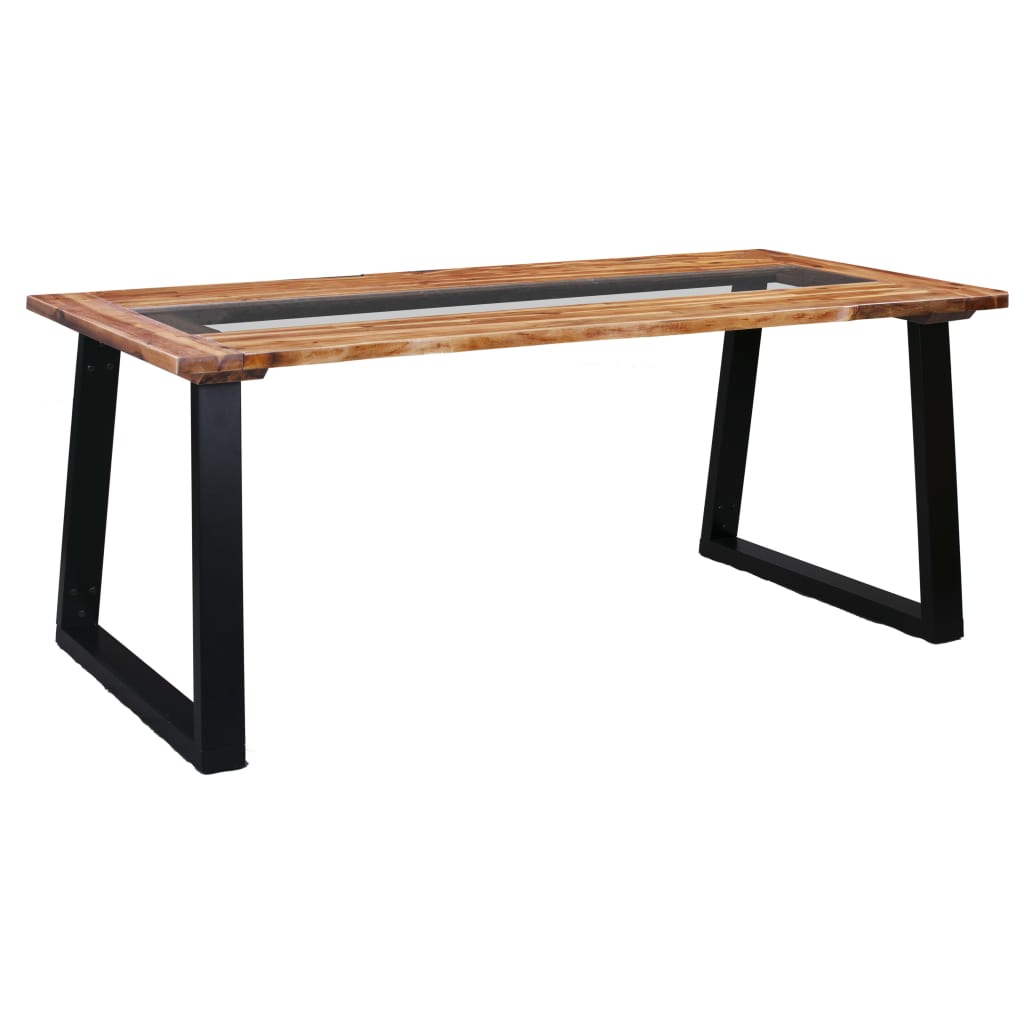 Ruokapöytä 180x90x75 cm täysi akaasiapuu ja lasi - Sisustajankoti.fi
