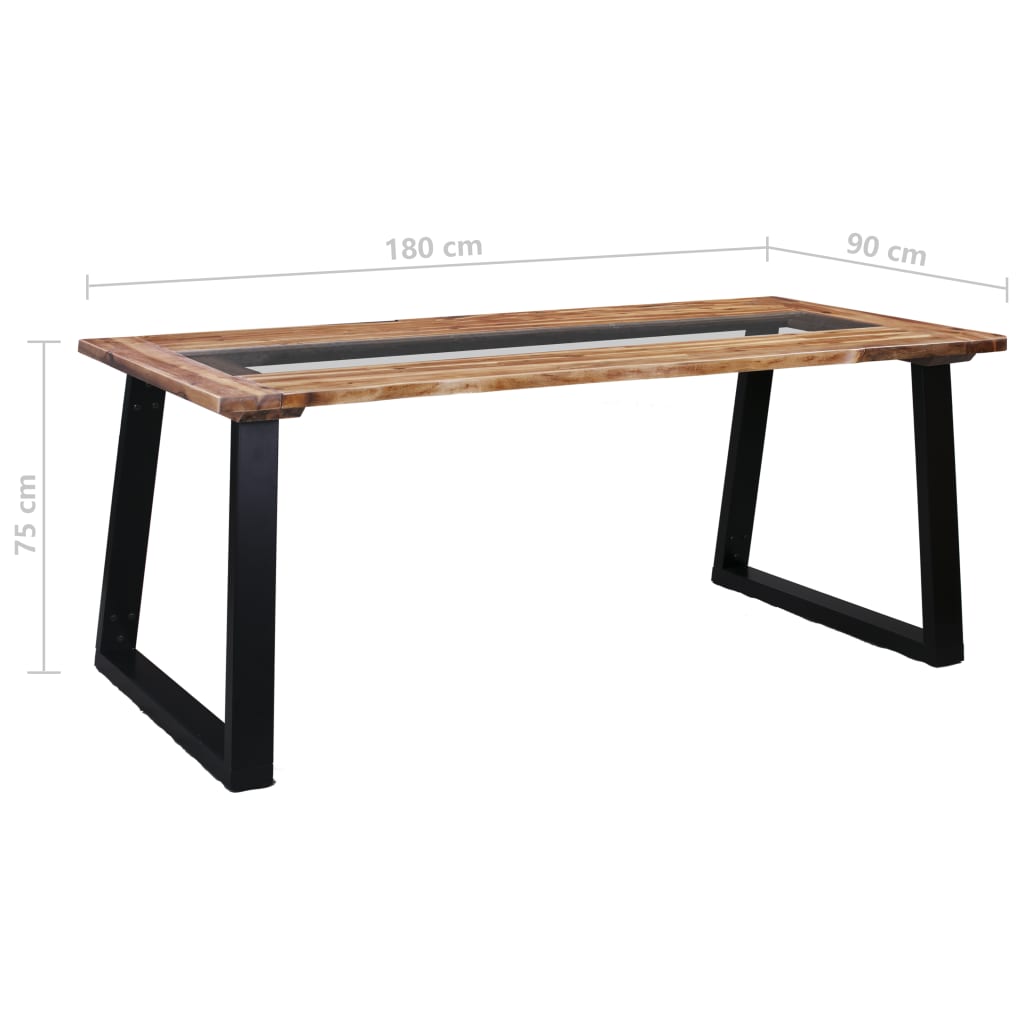Ruokapöytä 180x90x75 cm täysi akaasiapuu ja lasi - Sisustajankoti.fi