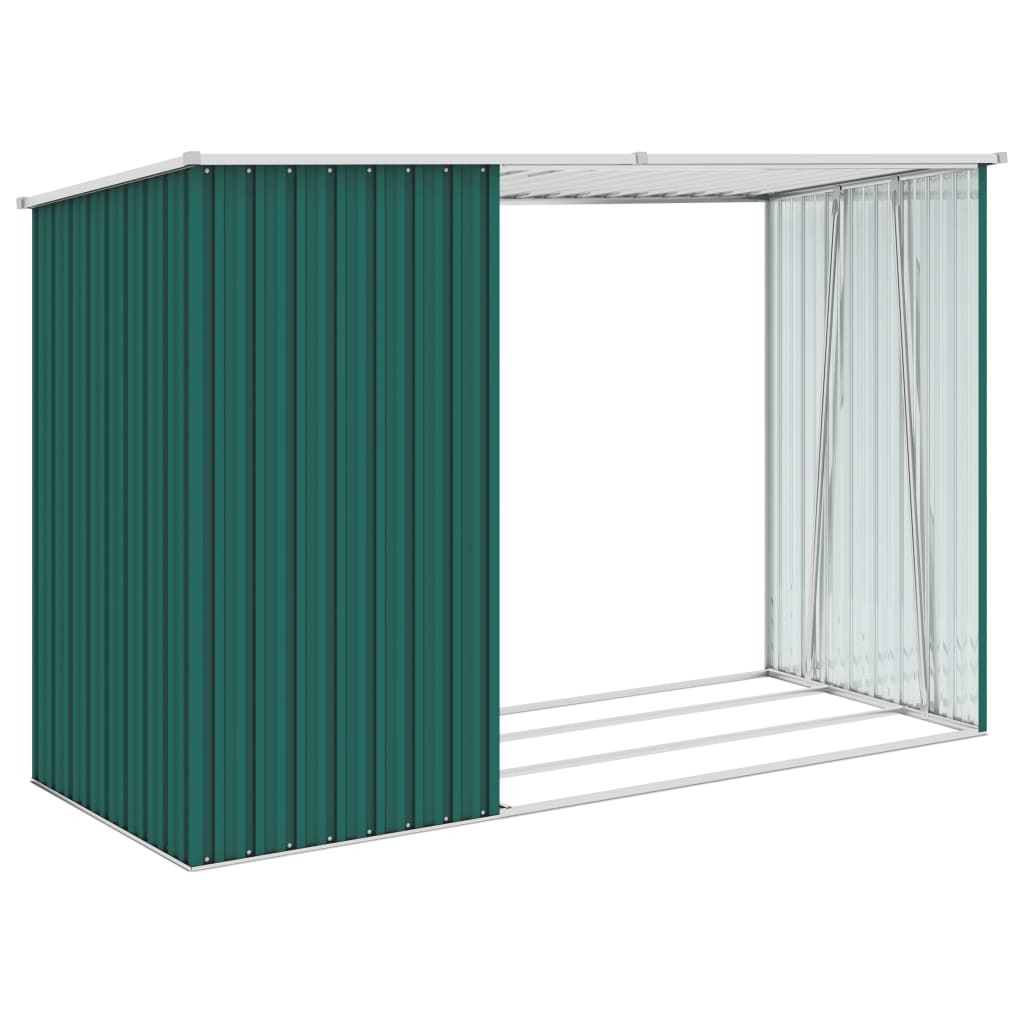 Puutarhan polttopuuvaja vihreä 245x98x159 cm galvanoitu teräs - Sisustajankoti.fi