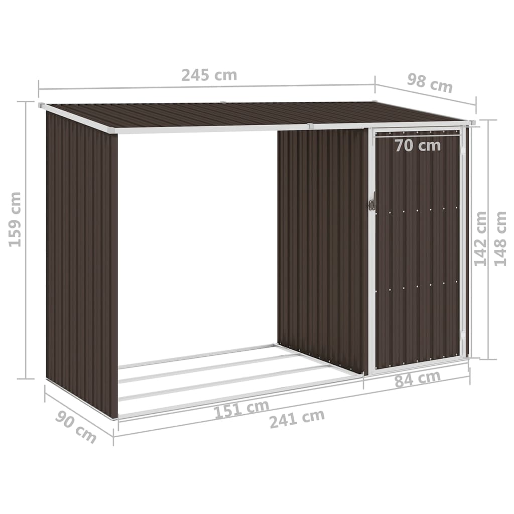 Puutarhan polttopuuvaja ruskea 245x98x159 cm galvanoitu teräs - Sisustajankoti.fi