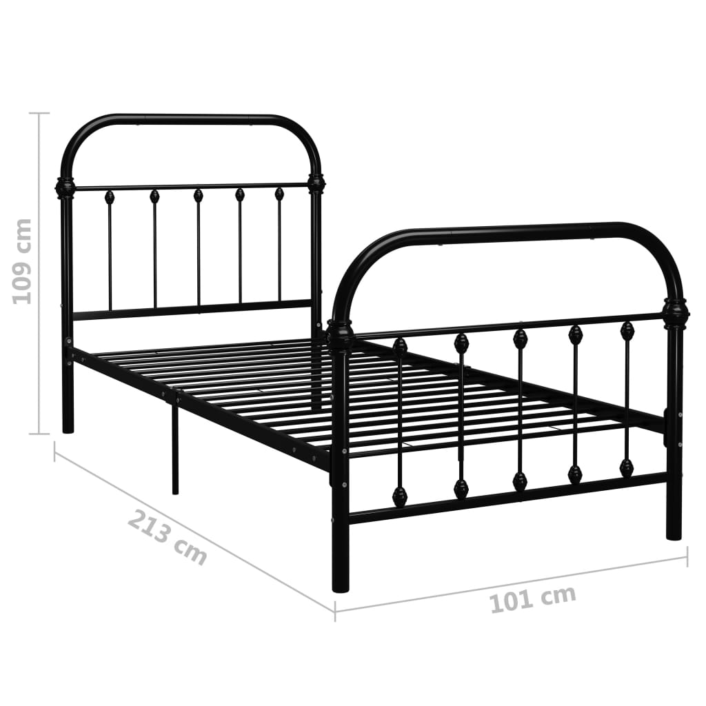 Sängynrunko musta metalli 90x200 cm - Sisustajankoti.fi