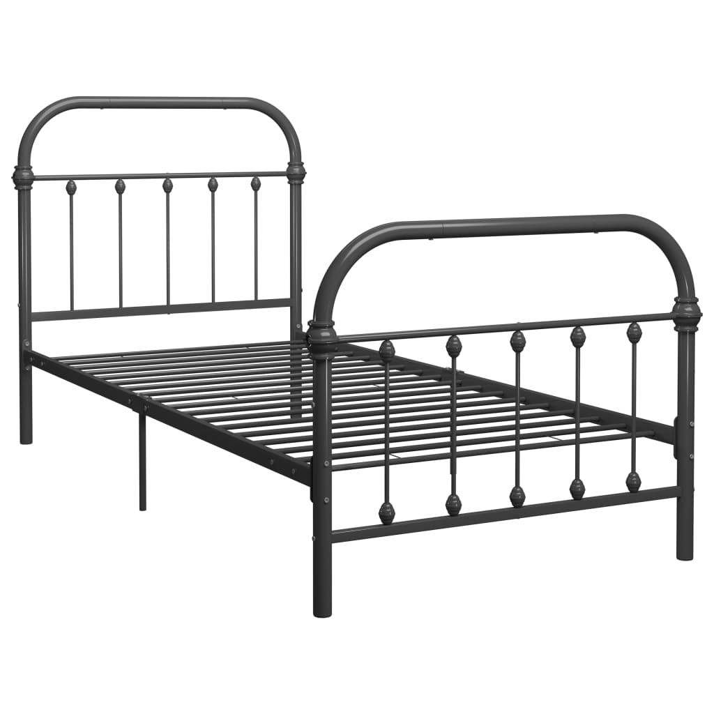 Sängynrunko harmaa metalli 90x200 cm - Sisustajankoti.fi