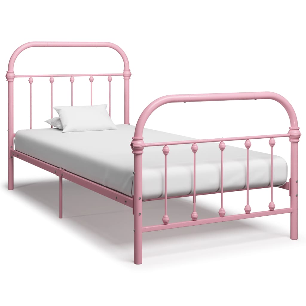 Sängynrunko pinkki metalli 90x200 cm - Sisustajankoti.fi