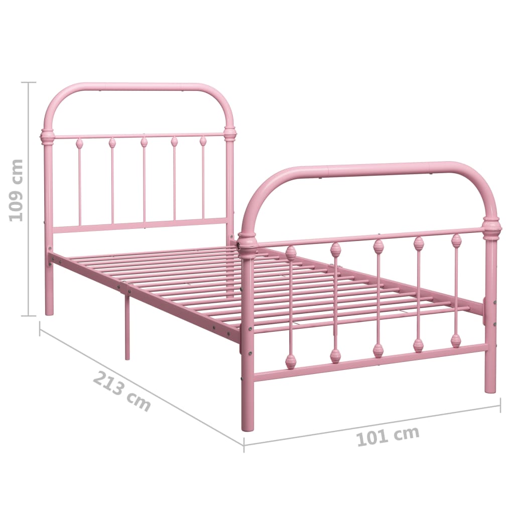 Sängynrunko pinkki metalli 90x200 cm - Sisustajankoti.fi