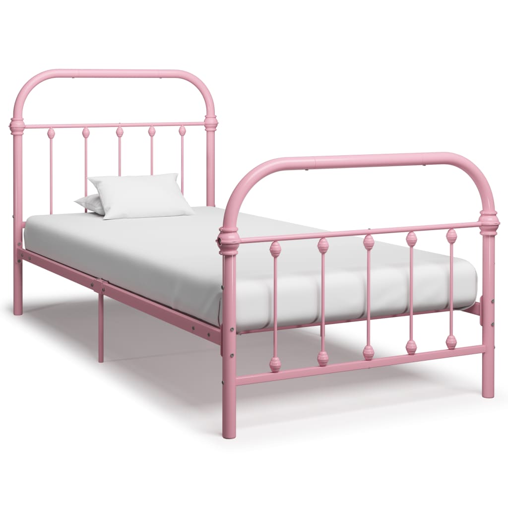 Sängynrunko pinkki metalli 100x200 cm - Sisustajankoti.fi