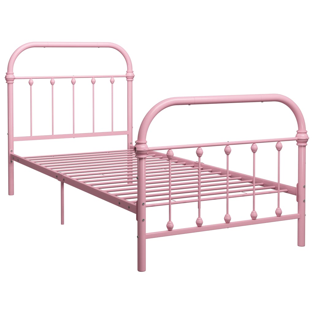 Sängynrunko pinkki metalli 100x200 cm - Sisustajankoti.fi