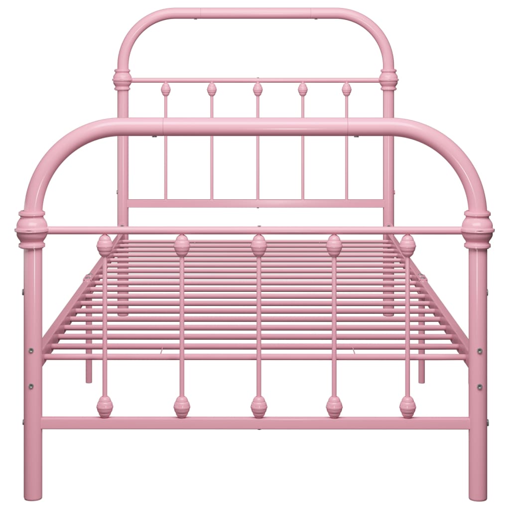 Sängynrunko pinkki metalli 100x200 cm - Sisustajankoti.fi