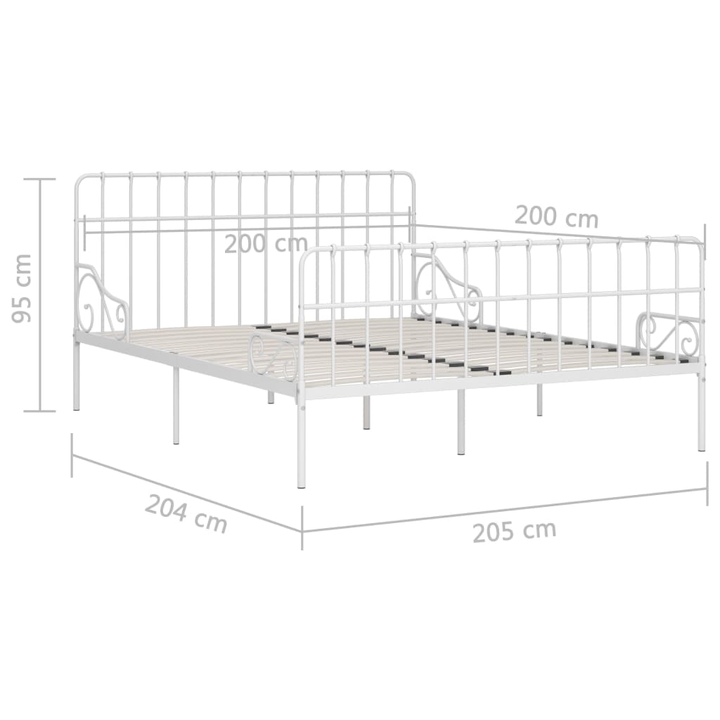 Sängynrunko sälepohjalla valkoinen metalli 200x200 cm - Sisustajankoti.fi